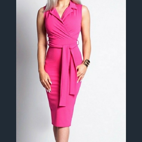 Pink Wrap Dress with Tie Detail - Picture 3 of 3